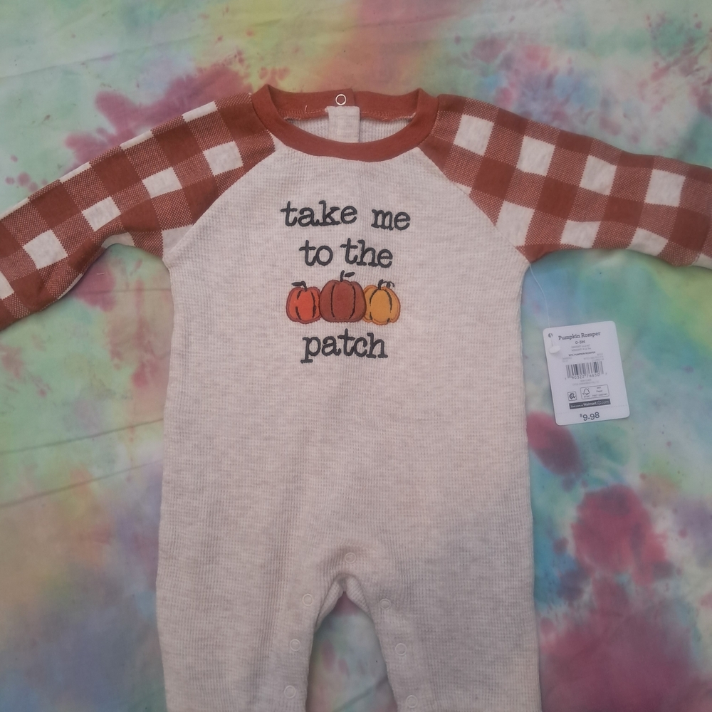 Plaid Sleeve Kids One Piece - Brown and Cream